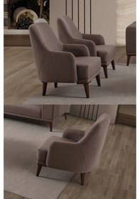 Resim Regnar Keten Berjer Kahverengi Tekli Koltuk Kahverengi 