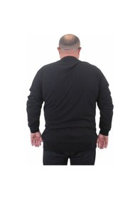 Resim Mocgrande Erkek Büyük Beden Sıfır Yaka Basic Triko Kazak 23750 Sıyah-Sıyah Siyah 