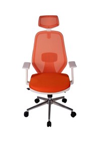 Resim Ofisbazaar Dali Beyaz Fileli Yönetici Koltuğu Ergonomik Başlıklı Ofis Koltuğu Turuncu Turuncu 