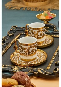 Resim Cooker Royal Crest 90 Ml 2 Kişilik Porselen Kahve Fincan Takımı Ckr3870 Beyaz 