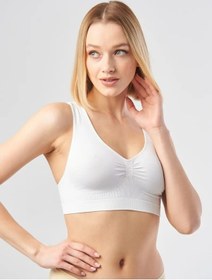 Resim Mistirik Rosella Model Kalın Askılı Büstiyer Spor Rahat Toparlayıcı Korse Sütyen Beyaz Renk Beyaz 