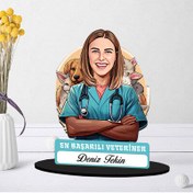 Resim Kişiye Özel Kadın Veterinere Hediye Karikatürlü Biblo 