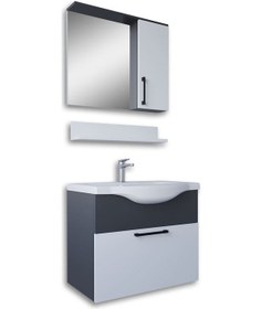 Resim Teta Home Eko 65 Cm Mdf Banyo Dolabı Seti Antrasit - Beyaz 