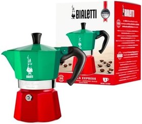 Resim Bialetti - Moka Express Italia: 3 Cups Ocak Üstü Espresso Pişirici - 130ml - Karma Renk - Alüminyum Gövde - Patentli Güvenlik Valfi - Tüm Ocak Türleri İçin Uygundur (İndüksiyon Hariç) 