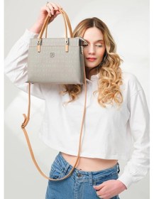 Resim Just Polo Kadın Orijinal Just Polo 5 Bölmeli Şık El & Omuz Çantası Shoulder Bag Ebat : 22 X 25 Cm Gri Camel 