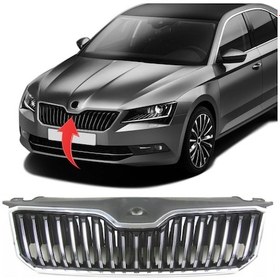 Resim Skoda Superb Ön Panjur Krom+Üst Plastik 2015-2019 3V0853653A 
