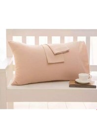 Resim Bej Renkli Pamuklu Ranforce Kumaştan Yastık Kılıfı 2 Adet 