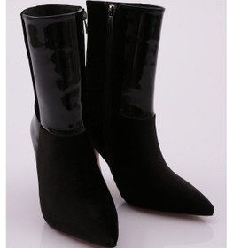 Resim Dgn 208 Kadin Topuklu Bot Siyah Kadife 