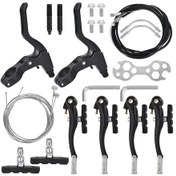Resim Dashanshop Siyah Alüminyum Alaşım V-fren Seti Tam Bisiklet Fren Sistemi Kollari Kablosu Ve Aparatlari İle Dag Yol Ve Hibrit Bisikletler Için Black Altın 