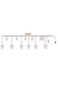 Resim AUSVAR Kalp Perde Led 8 Fonksiyonlu 