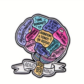 Resim BKBKAAK ADHD Awareness Enamel Brooch Badge - İlham Verici Mesajlarla Renkli Eğitici Tasarım, Erkek Giyim, Sırt Çantaları, Hediyeler İçin Dayanıklı Metal Aksesuar (İçerir) 