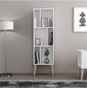 Resim MOBİLYA GEZEGENİ Northly Kitaplık - Beyaz/ Ahşap Ayaklı - 150 Cm 
