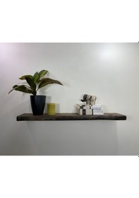 Resim 90 CM Ahşap Duvar Rafı, Kütük Duvar Rafı, Masif Raf Ceviz 