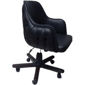 Resim Ofis Koltuğu Çalışma Sandalyesi Ahşap Ayaklı Siyah Renkli Suni De 