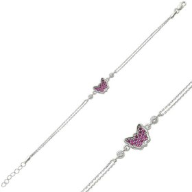 Resim Silver Pink Butterfly Women's Bracelet 