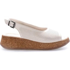 Resim Fast Step Hakiki Deri Kadın Dolgu Topuk Sandalet 227ZA15319-1 