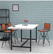 Resim Knsz ufak boy tel bar sandalyesi 1 li uslu syhtrn sırt minderli 55 cm oturma yüksekliği mutfak bahçe cafe ofis 