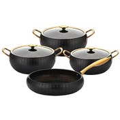 Resim OMS Meridian 7 Parça Granit Siyah Gold Tencere Seti 3528 