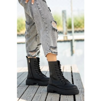 Preshley Kadın Viola Siyah Kalın Tabanlı Postal