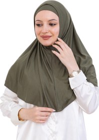 Resim Modish Group Hazır Türban & Başörtü - Viskon Bone Setli Rahat Tesettür Şal İslami Giyim - Haki 