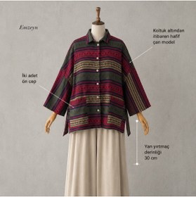 Resim EMZEYN Etnik Desenli Salaş Kimono Ceket - Baharlık Oversize Tasarım 