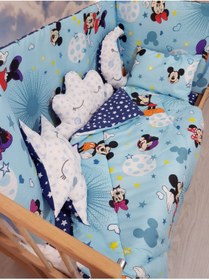 Resim özgürce Mavi Mickey Minnie Bebek Uyku Seti, 70x130, Cibiniksiz, Rahat ve Şık 