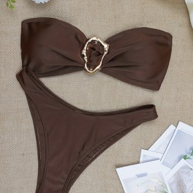 Resim Sexy Düz Renkli Büyütücü Bikini Takımı 
