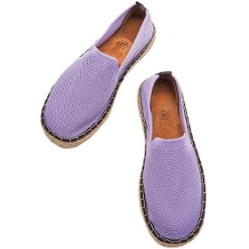 Resim Unisex El Yapımı Triko Espadril Lila-beyaz Beyaz 