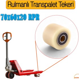 Resim 70X60X20 mm Transpalet Tekeri Rpr Rulmanlı Bilyalı Beyaz Tekerlek Palet Taşıma Arabası Tekeri 