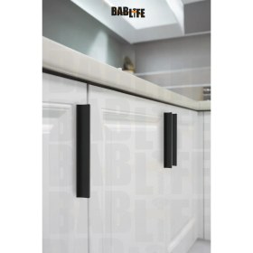 Resim Bablife Inci Alüminyum 96MM Mat Siyah Lüks Çekmece Dolap Mobilya Vestiyer Kulpları 