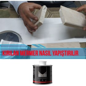 Resim Badem10 Granit Mermer Taş Fayans Çini Mozaik Beton Ahşap Yapıştırıcısı Polyester Sentetik Reçine 1000 Gram 