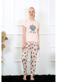 Resim Akbeniz Kadın Kısa Kol Pijama Takım 20410 - M Pudra 