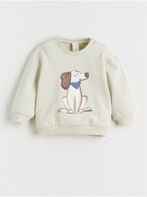 Resim LC Waikiki Yeşil Bisiklet Yaka Baskılı Erkek Bebek Sweatshirt 