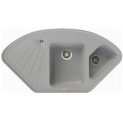 Resim Polex Cristalüx Granit Evye P-CR1 Gri Tezgah Altı Ve Tezgah Üstü Mutfak Evyesi 104.5x57 CM 