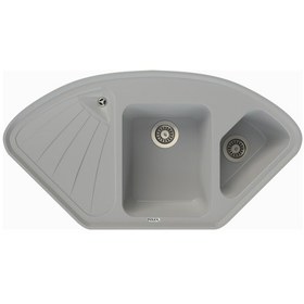 Resim Polex Cristalüx Granit Evye P-CR1 Gri Tezgah Altı Ve Tezgah Üstü Mutfak Evyesi 104.5x57 CM 