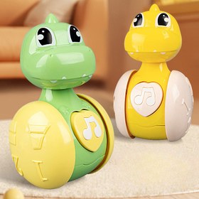 Resim Okul öncesi çocuklar için renkli çizgi film dinozor salıncak oyuncak - Çocuklar için interaktif eğitim hediyesi, doğum günleri için mükemmel, duyusal gelişimi teşvik eder, dinozor oyuncakları 