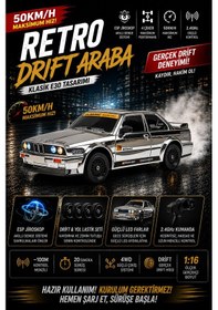 Resim 1/16 4wd 50 Km Hızlı E30 Rc Drift Uzaktan Kumandalı Yedek Lastikli Oyuncak Drift Araba Gri 