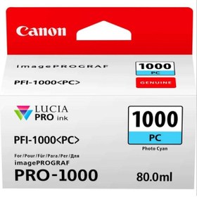 Resim Canon ® Pfı-1000 Pc (PHOTO CYAN) A2 Yazıcı Orijinal Mürekkep Kartuş 80 Ml. (0550C001) 