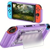 Resim Cloud011 Nintendo Switch Oled Taşınabilir Çantası Violet Şok Emici Dayanıklı Kapak 