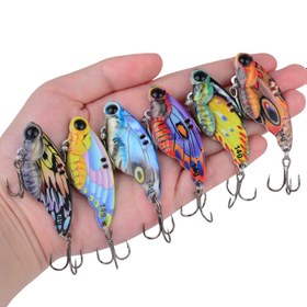 Resim 6 adet Canlı Kelebek Metal VIB Yemleri - Gerçekçi Renkli Sert Yem Deniz Balığı Balıkçılığı için, Dayanıklı Yapay Yemler Metalik Kaplama ile, Tatlı ve Tuzlu Su Balıkçılığı için Mükemmel, Balıkçılık Yemleri ve Yemleri, Doğal Görünüm, Metalik Kaplama 