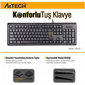 Resim A4 Tech Kr-92, Siyah, Usb Kablolu, Türkçe Q, Multimedya, Klavye 12934554 