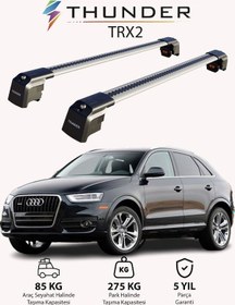Resim Audı Q3 2012-2018 Trx2 Thunder Carrier Kilitli Ara Atkı Taşıyıcı Tavan Barı Siyah 