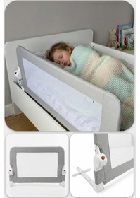 Resim Wellgro Littles 83 48 CM Yatak Bariyeri, Çocuk Yatak Korkuluğu Gri 
