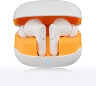 Resim OVLENG Bluetooth kulaklık | spor kulaklık Bluetooth 5.3 kablosuz 5 saat | Hi-Fi kablosuz kulaklık, ses yalıtımlı kulaklık ANC ENC gürültü azaltma, LED enerji göstergesi, beyaz sarı 