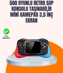 Resim Geniş Ekranlı 500 Oyunlu Taşınabilir El Konsolu Her Yerde Kesintisiz Oyun Keyfi 