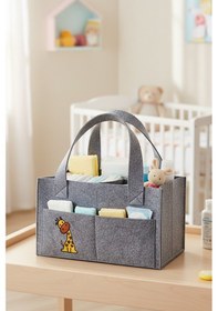 Resim Figürlü Keçe Anne Bebek Bakım Çantası Yenidoğan İçin Organizer Taşınabilir Düzenleyici Zürafa 