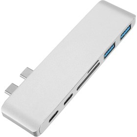 Resim Streak Çift Type-c Usb 3.0 Çoklayıcı Kart Okuyucu Çevirici Macbook Bw3185 - Gümüş 