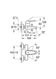 Resim Grohe Eurodisc Cosmopolitan Tek Kumandalı Banyo Bataryası - 33390 Krom 