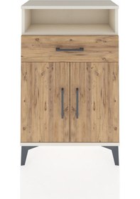 Resim Arges Komodin 2 Raflı Tek Çekmeceli 2 Kapaklı 60x30x96 Aytaşı-çam Aytası 