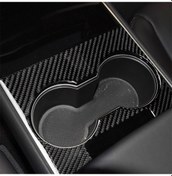 Resim Tesla Model 3 İçin 3 Pcs Karbon Fiber Araba Merkezi Kontrol Dekoratif Etiket 